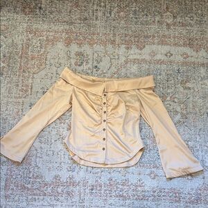 Anthropologie Beige Satin Top